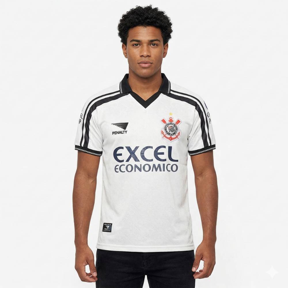 Camisa Corinthians Retrô 1998 Home Penalty Masculina - Preta e Branca