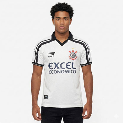 Camisa Corinthians Retrô 1998 Home Penalty Masculina - Preta e Branca