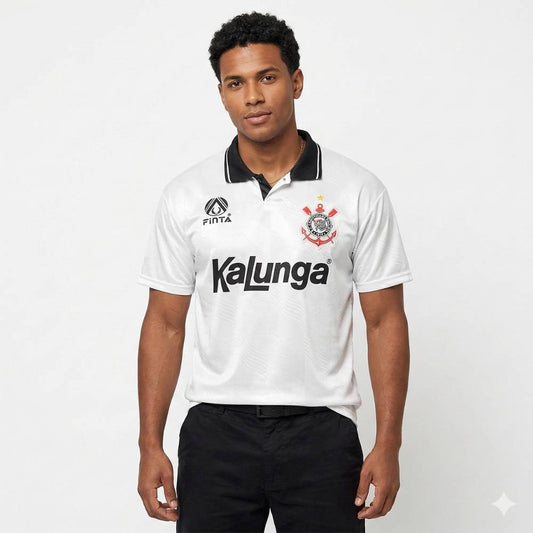 Camisa Corinthians Retrô 1998 Finta Masculina - Branca e Preta