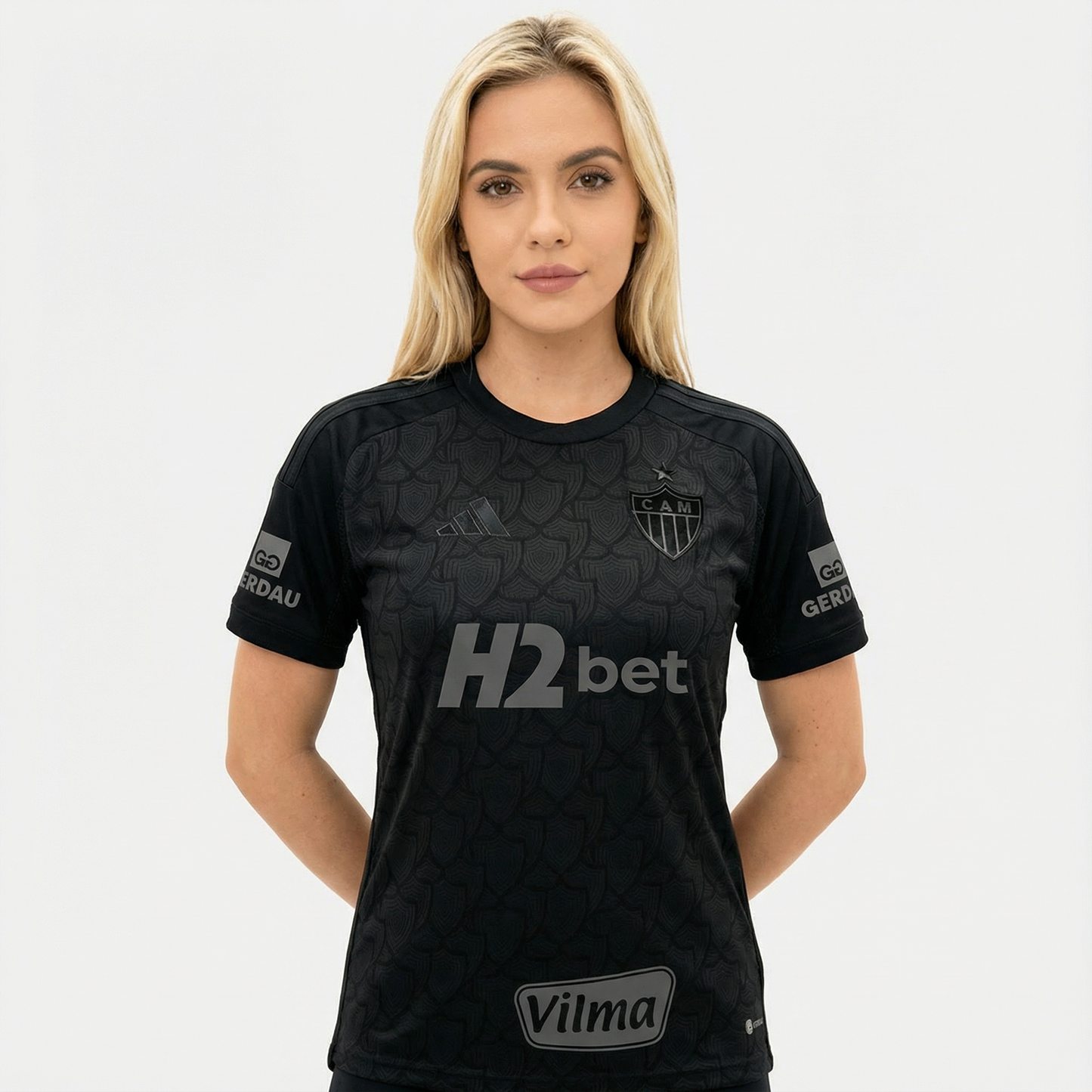 Camisa Feminina Adidas Atlético Mineiro 25/26 All Black C/ Patrocínios