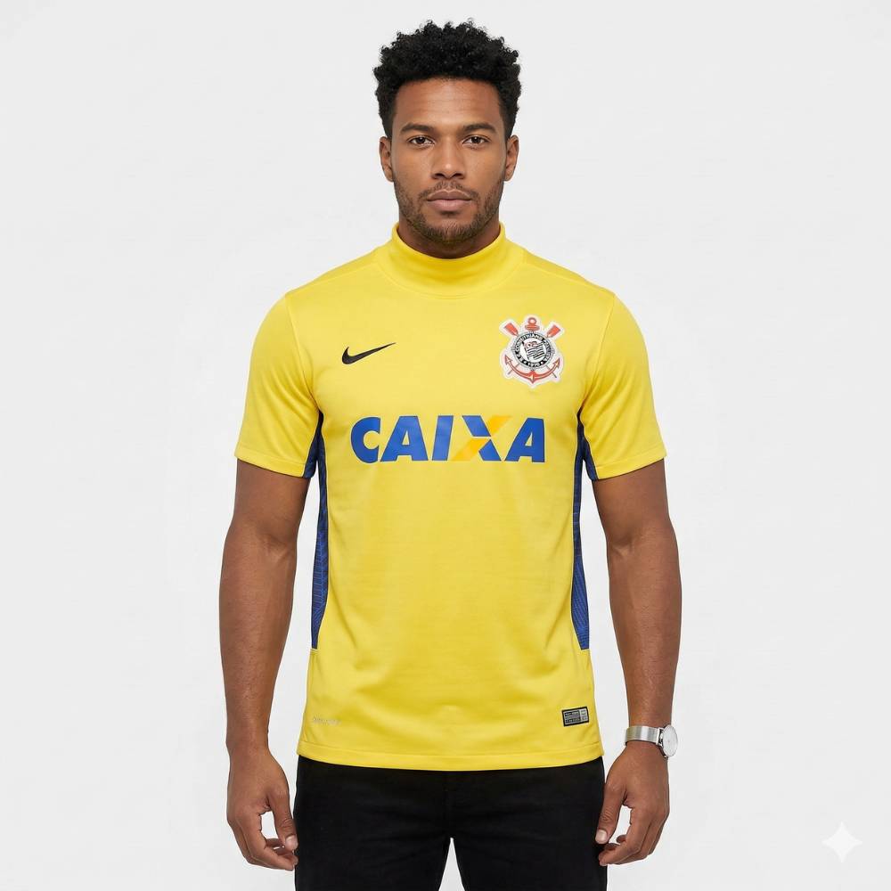 Camisa Corinthians Retrô 2014/15 Away Nike Masculina - Amarela e Azul