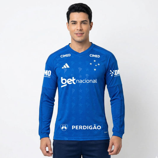 Camisa Adidas Cruzeiro 26/27 Home Manga Longa C/ Patrocínios