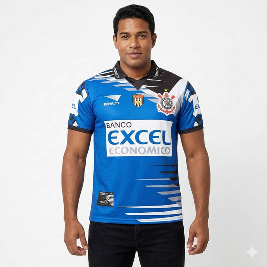 Camisa Corinthians Retrô 1998 Third Penalty Masculina - Preta e Azul
