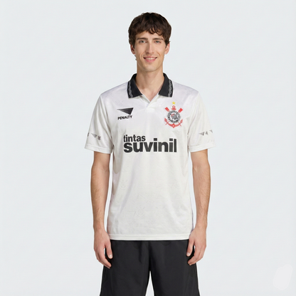 Camisa Corinthians Retrô 1995 Home Penalty Masculina - Branca e Preta