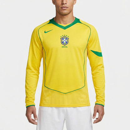 Camisa Nike Retrô Brasil 2004 Home Manga Longa