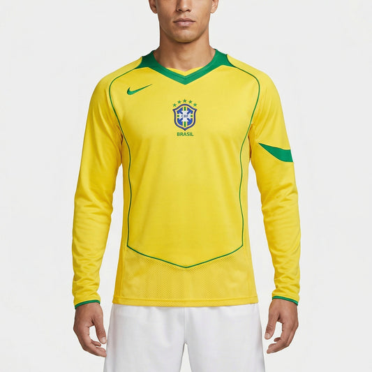 Camisa Nike Retrô Brasil 2004 Home Manga Longa